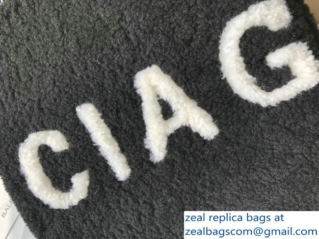 Balenciaga Shearling Shopper Tote Small Bag Logo Black 2018 - Click Image to Close