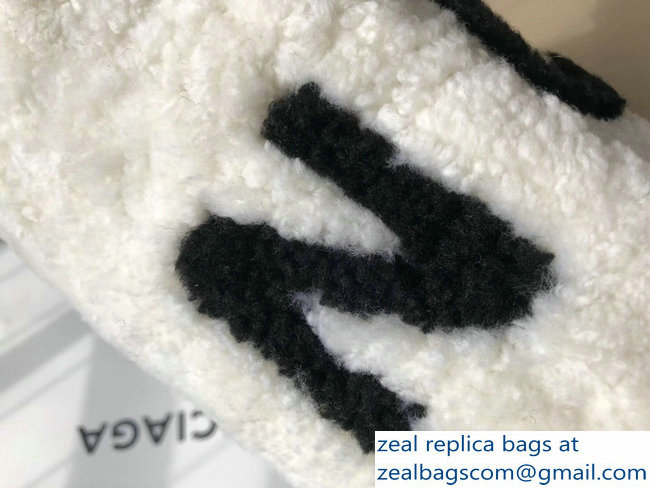 Balenciaga Shearling Shopper Tote Small Bag Logo White 2018