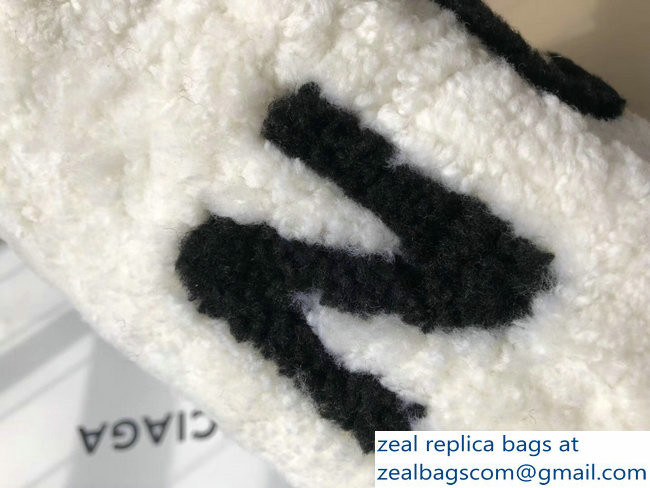 Balenciaga Shearling Shopper Tote Small Bag Logo White 2018 - Click Image to Close