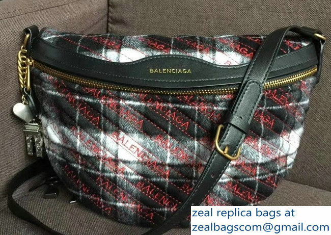 Balenciaga Souvenir Charms Jacquard Logo Belt Bag XS Tweed 01 2018 - Click Image to Close