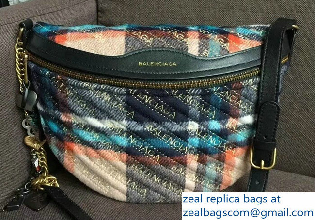Balenciaga Souvenir Charms Jacquard Logo Belt Bag XS Tweed 03 2018