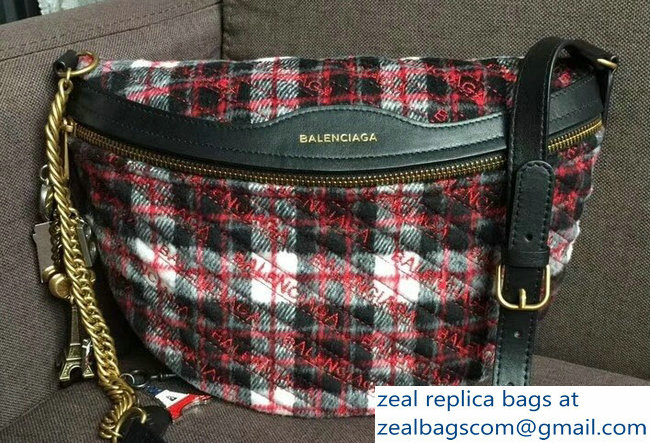 Balenciaga Souvenir Charms Jacquard Logo Belt Bag XS Tweed 04 2018