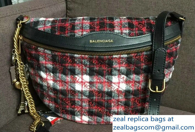 Balenciaga Souvenir Charms Jacquard Logo Belt Bag XS Tweed 04 2018 - Click Image to Close