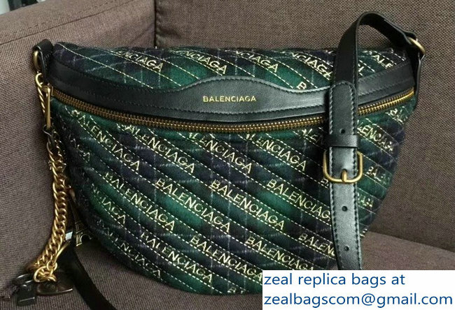 Balenciaga Souvenir Charms Jacquard Logo Belt Bag XS Tweed 05 2018 - Click Image to Close