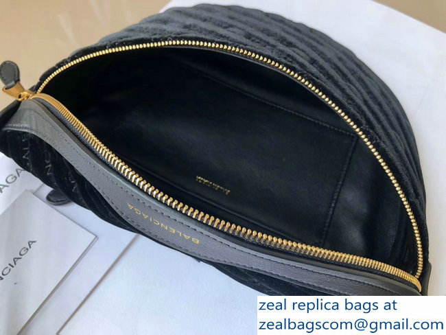 Balenciaga Souvenir Charms Jacquard Logo Belt Bag XS Velvet Black 2018