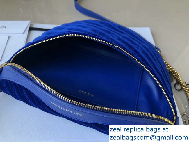 Balenciaga Souvenir Charms Jacquard Logo Belt Bag XS Velvet Blue 2018