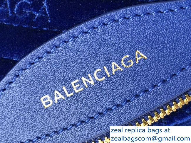 Balenciaga Souvenir Charms Jacquard Logo Belt Bag XS Velvet Blue 2018 - Click Image to Close