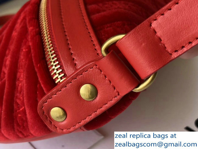 Balenciaga Souvenir Charms Jacquard Logo Belt Bag XS Velvet Red 2018