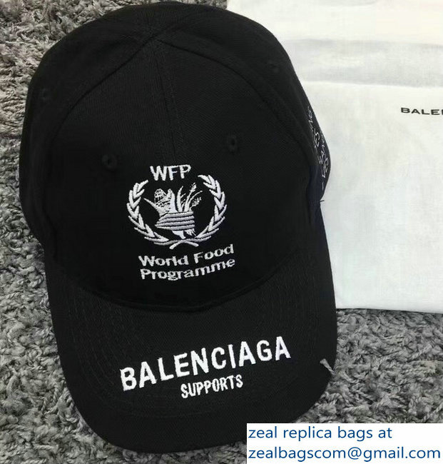 Balenciaga Supports World Food Programme Cap Baseball Hat Black - Click Image to Close