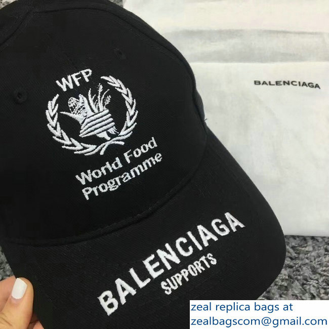 Balenciaga Supports World Food Programme Cap Baseball Hat Black - Click Image to Close