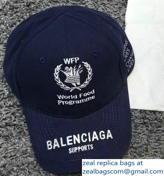 Balenciaga Supports World Food Programme Cap Baseball Hat Blue - Click Image to Close