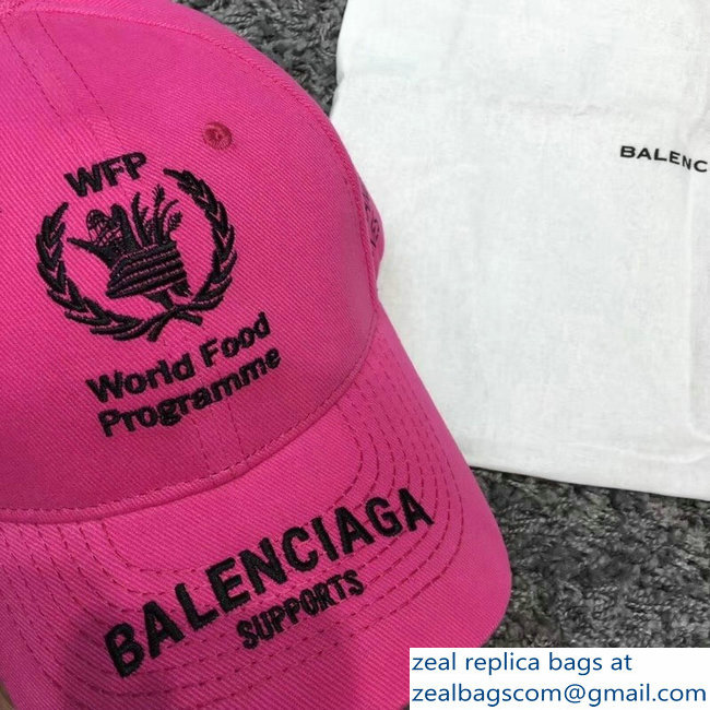 Balenciaga Supports World Food Programme Cap Baseball Hat Fuchsia - Click Image to Close