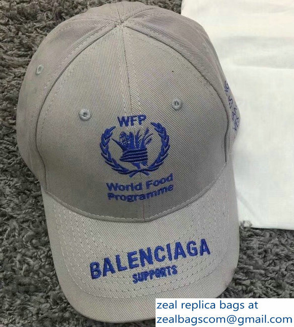 Balenciaga Supports World Food Programme Cap Baseball Hat Gray - Click Image to Close