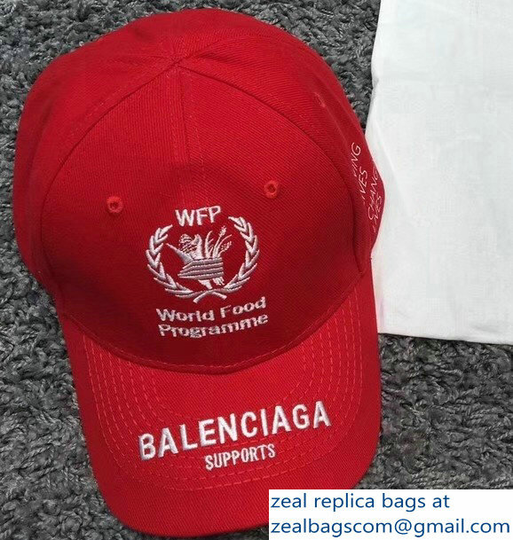 Balenciaga Supports World Food Programme Cap Baseball Hat Red - Click Image to Close