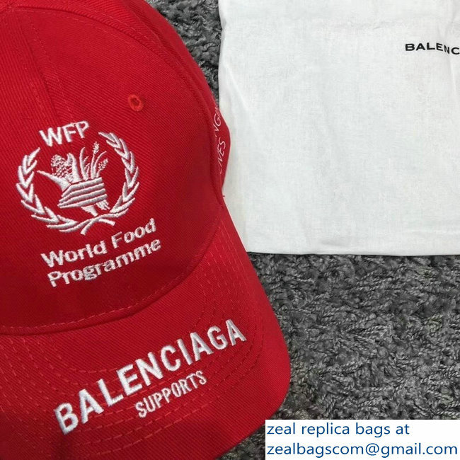 Balenciaga Supports World Food Programme Cap Baseball Hat Red - Click Image to Close