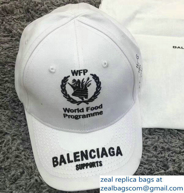 Balenciaga Supports World Food Programme Cap Baseball Hat White - Click Image to Close