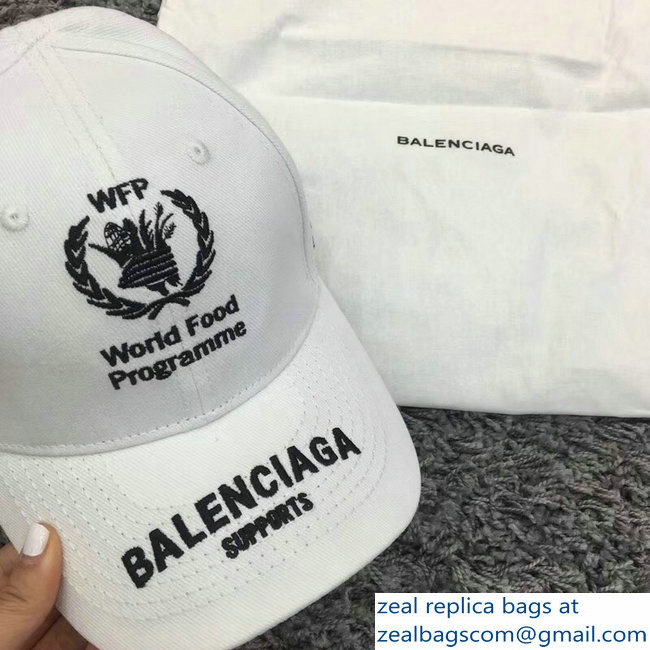 Balenciaga Supports World Food Programme Cap Baseball Hat White - Click Image to Close