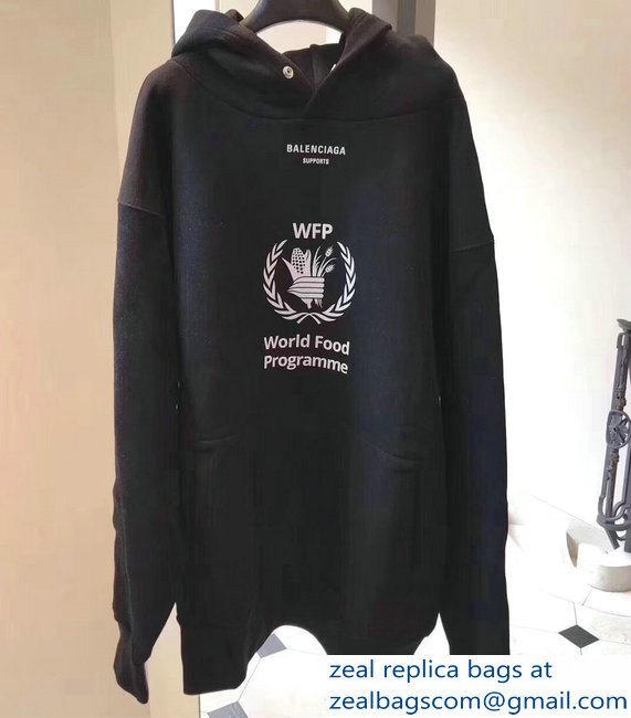 Balenciaga Supports World Food Programme Hoodie Sweater Black 2018 - Click Image to Close