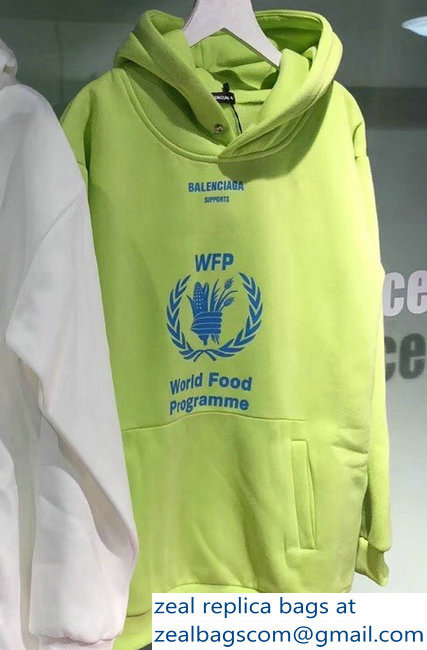 Balenciaga Supports World Food Programme Hoodie Sweater Fluo Yellow 2018 - Click Image to Close