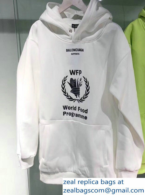 Balenciaga Supports World Food Programme Hoodie Sweater White 2018 - Click Image to Close