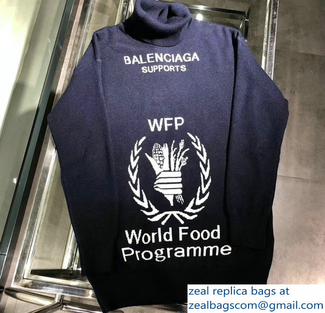 Balenciaga Supports World Food Programme Turtleneck Sweater Dark Blue 2018