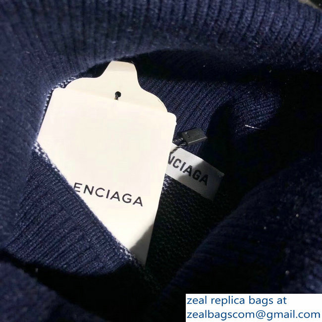 Balenciaga Supports World Food Programme Turtleneck Sweater Dark Blue 2018 - Click Image to Close