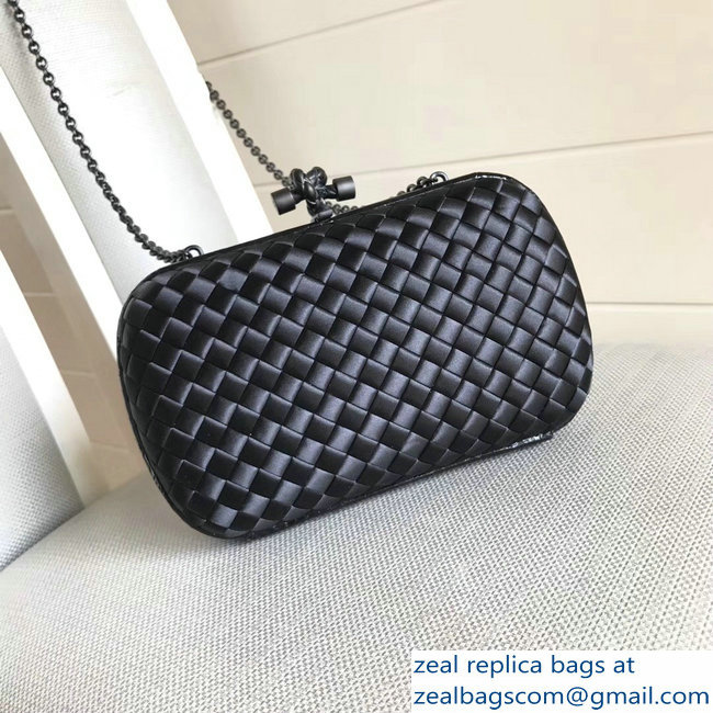 Bottega Veneta Intrecciato Chain Knot Clutch Bag Black 2018