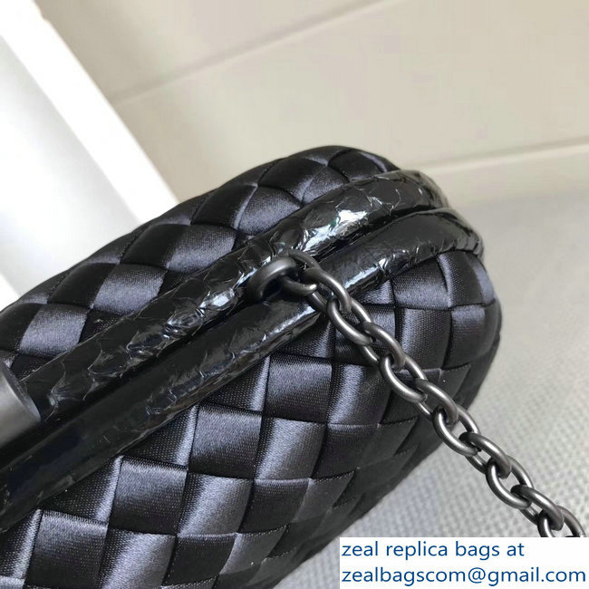 Bottega Veneta Intrecciato Chain Knot Clutch Bag Black 2018 - Click Image to Close