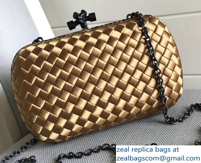 Bottega Veneta Intrecciato Chain Knot Clutch Bag Gold 2018 - Click Image to Close