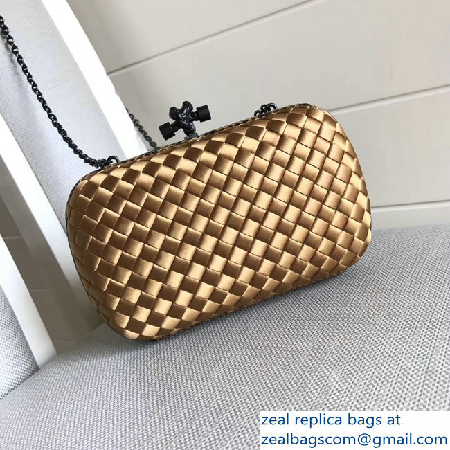 Bottega Veneta Intrecciato Chain Knot Clutch Bag Gold 2018