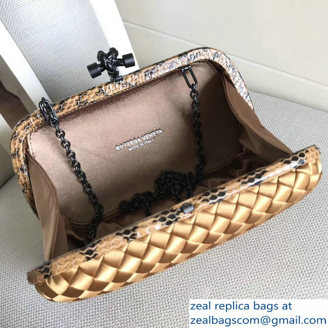 Bottega Veneta Intrecciato Chain Knot Clutch Bag Gold 2018