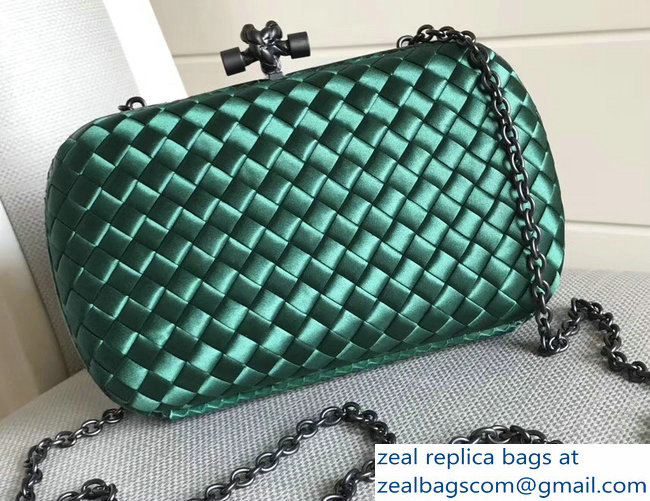 Bottega Veneta Intrecciato Chain Knot Clutch Bag Green 2018 - Click Image to Close