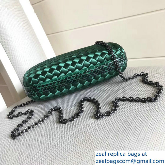Bottega Veneta Intrecciato Chain Knot Clutch Bag Green 2018