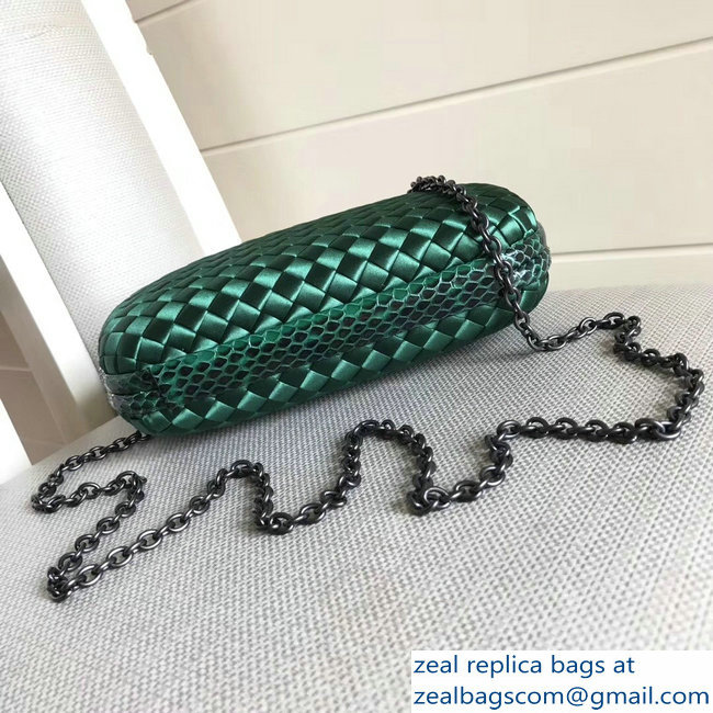 Bottega Veneta Intrecciato Chain Knot Clutch Bag Green 2018 - Click Image to Close