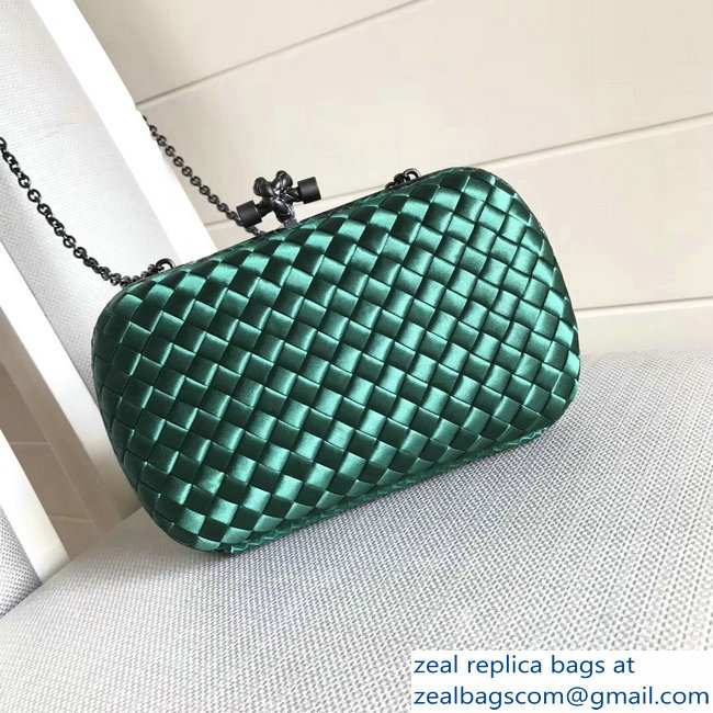 Bottega Veneta Intrecciato Chain Knot Clutch Bag Green 2018