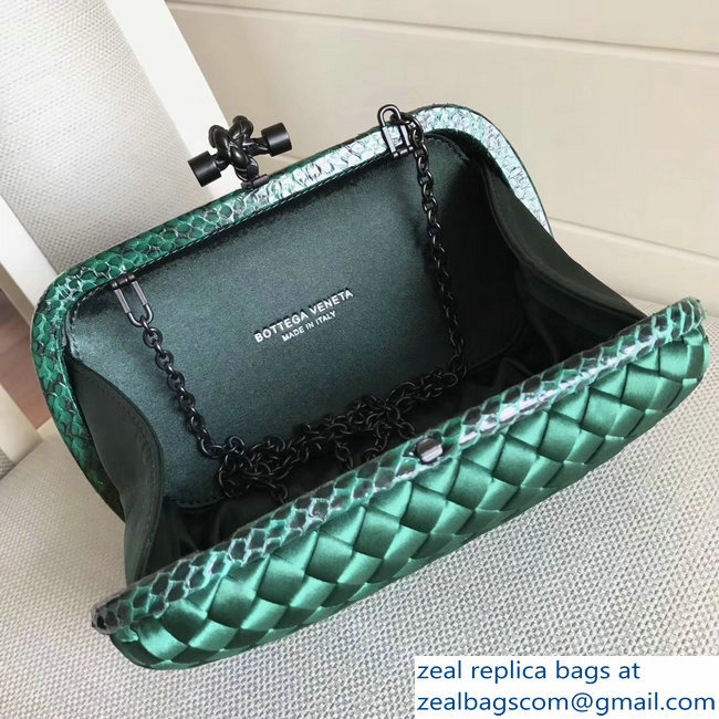 Bottega Veneta Intrecciato Chain Knot Clutch Bag Green 2018