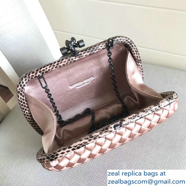 Bottega Veneta Intrecciato Chain Knot Clutch Bag Nude Pink 2018