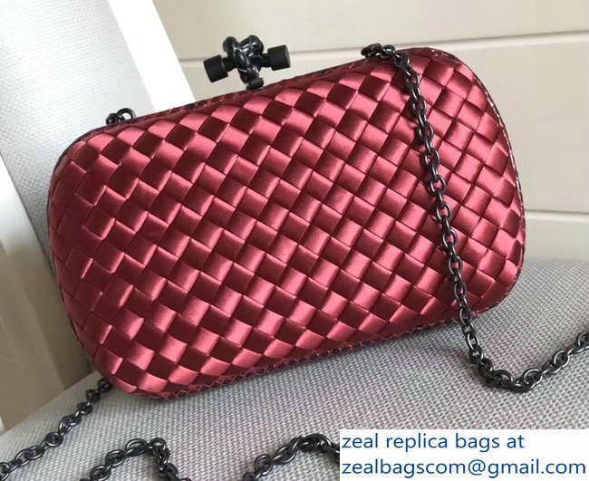 Bottega Veneta Intrecciato Chain Knot Clutch Bag Red 2018 - Click Image to Close