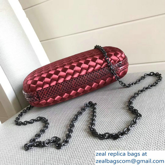 Bottega Veneta Intrecciato Chain Knot Clutch Bag Red 2018