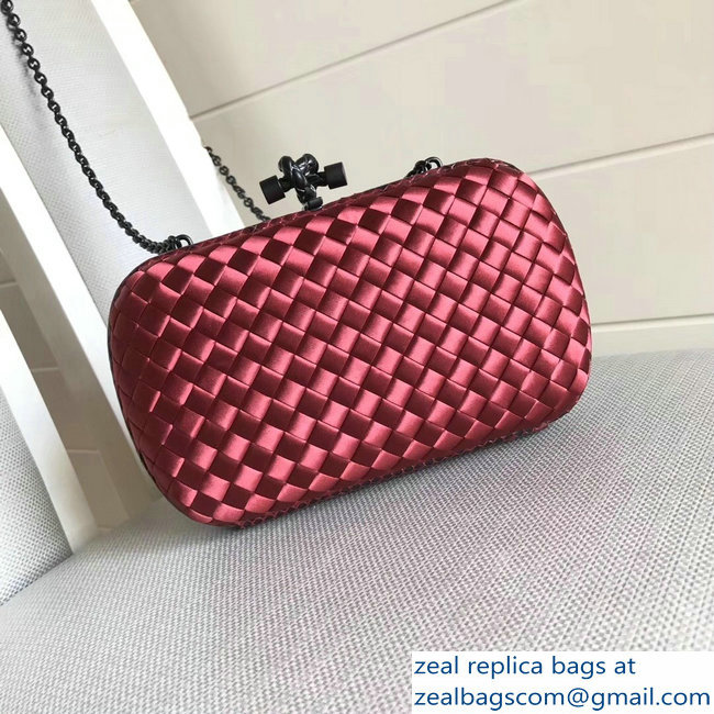 Bottega Veneta Intrecciato Chain Knot Clutch Bag Red 2018