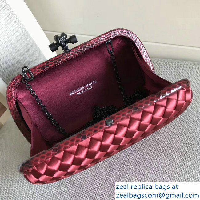 Bottega Veneta Intrecciato Chain Knot Clutch Bag Red 2018