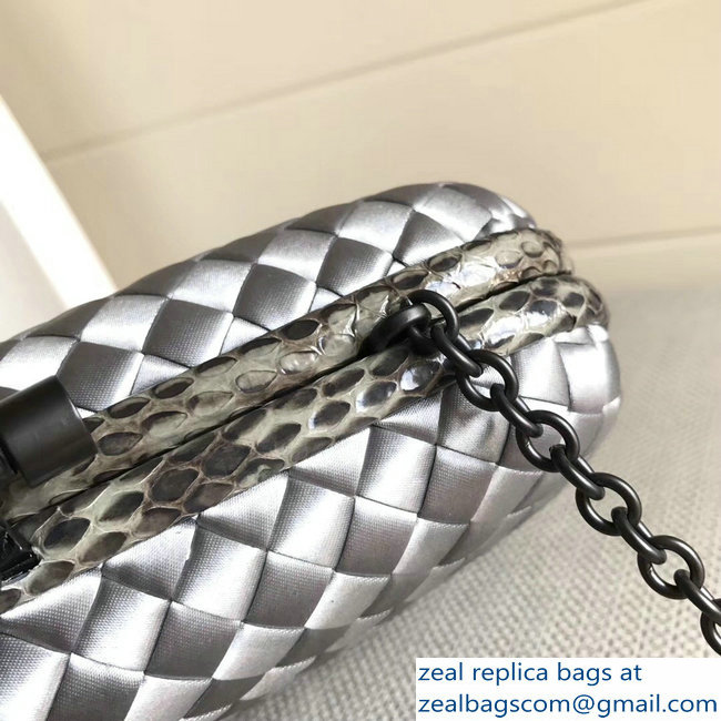 Bottega Veneta Intrecciato Chain Knot Clutch Bag Silver 2018