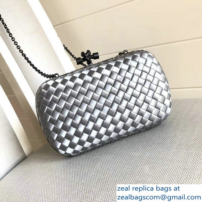 Bottega Veneta Intrecciato Chain Knot Clutch Bag Silver 2018