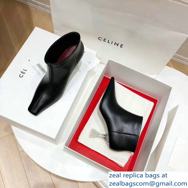 Celine Facetted Heel Ankle Boots Black 2018
