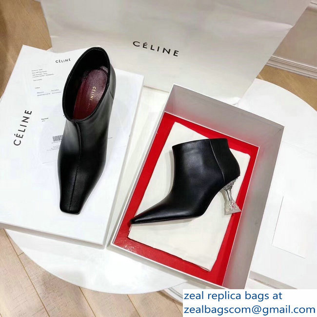 Celine Facetted Heel Ankle Boots Black 2018