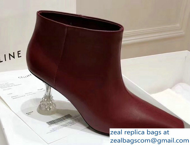 Celine Facetted Heel Ankle Boots Burgundy 2018