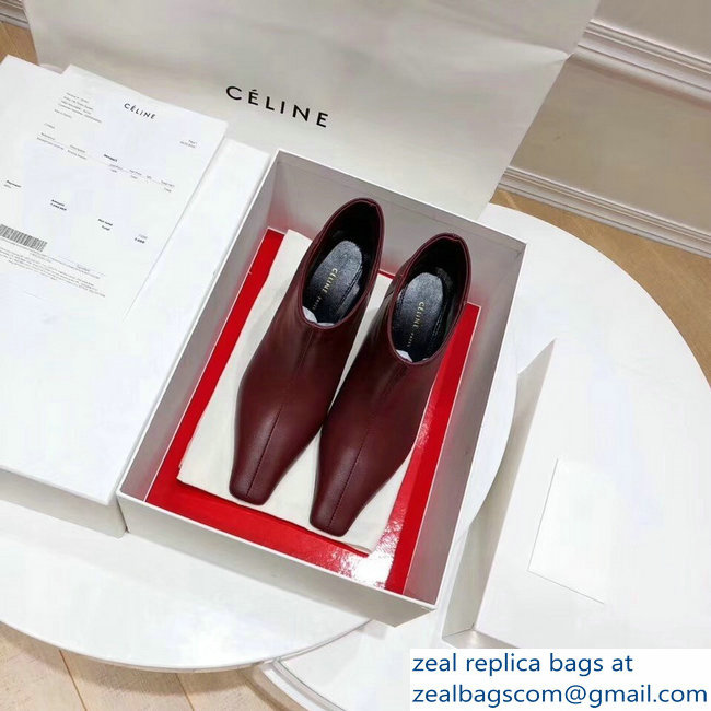 Celine Facetted Heel Ankle Boots Burgundy 2018 - Click Image to Close