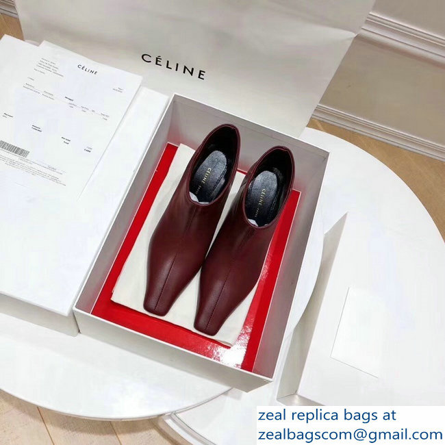 Celine Facetted Heel Ankle Boots Burgundy 2018