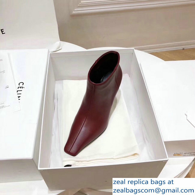 Celine Facetted Heel Ankle Boots Burgundy 2018