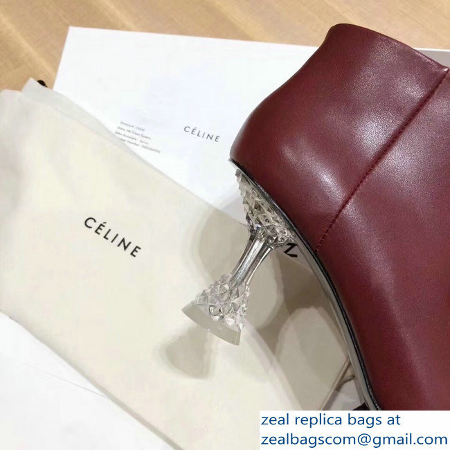 Celine Facetted Heel Ankle Boots Burgundy 2018